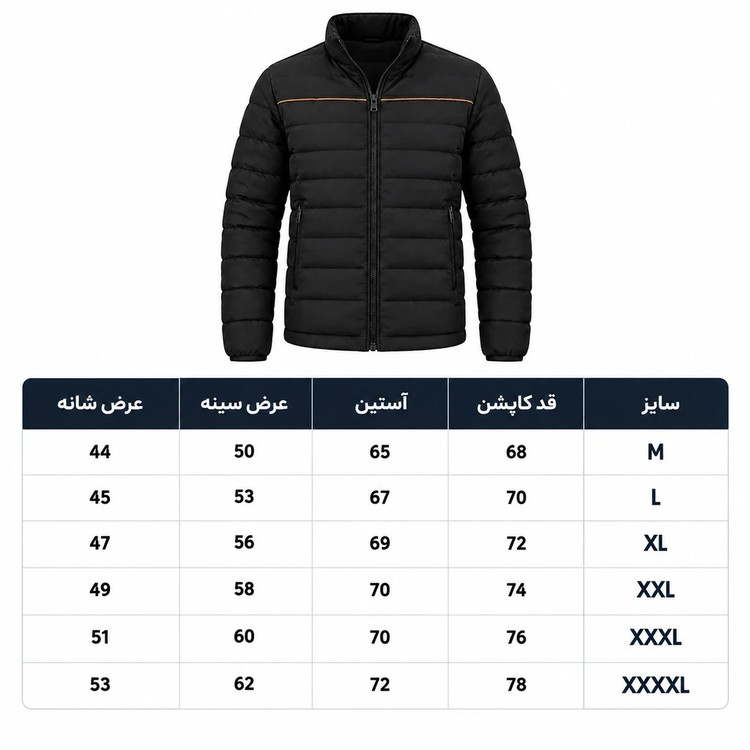 کاپشن مردانه مدل گرم لایت کد 7755059 رنگ مشکی